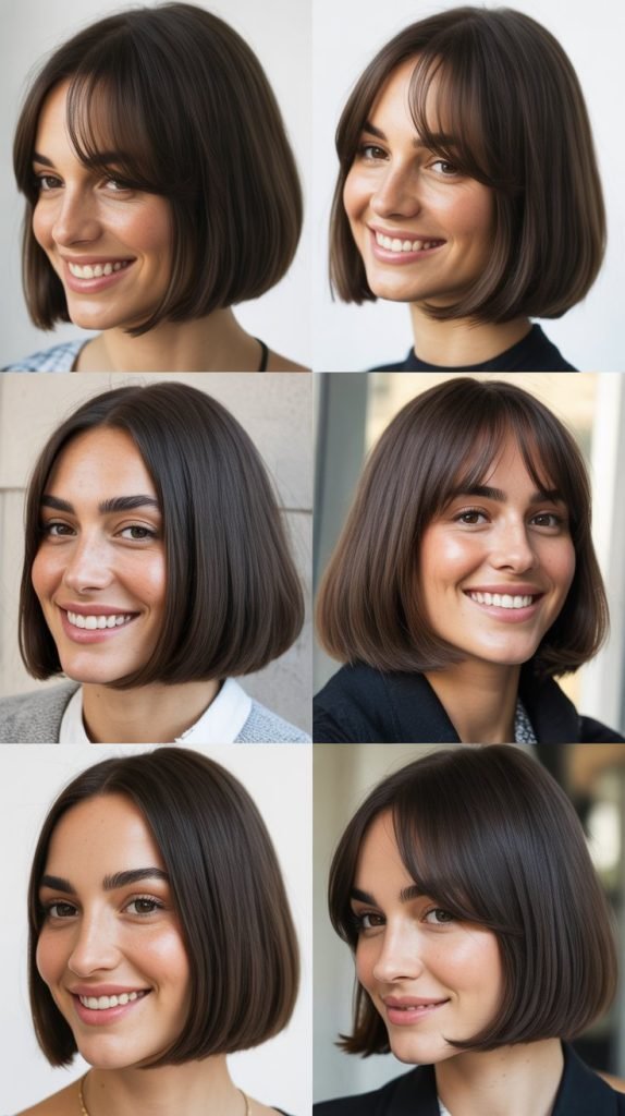  Sleek Center-Part Bob With Curtain Bangs