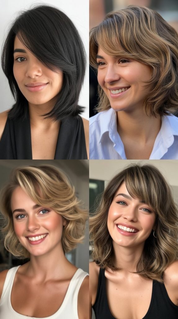 Layered Lob with Side-Swept Bangs