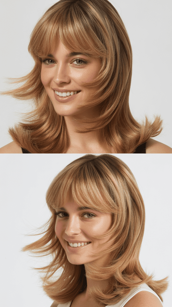  Feathered Curtain Bangs With Butterfly Layers