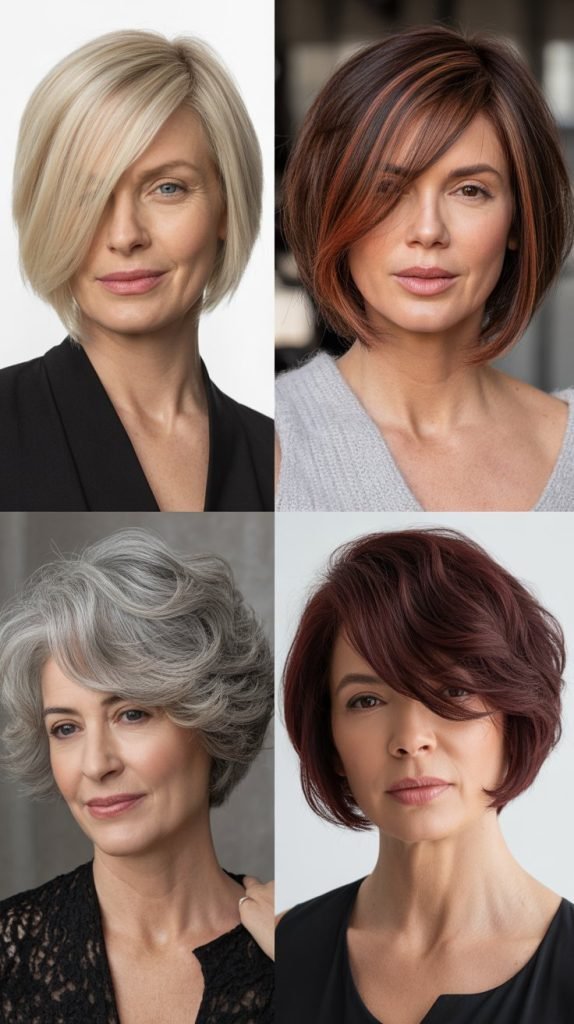 Bob with Wispy Bangs for Face Softening