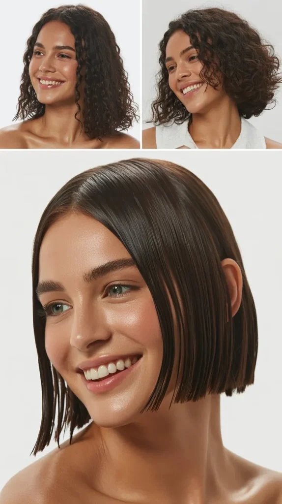Chin-Length Bob with Wet Look Styling