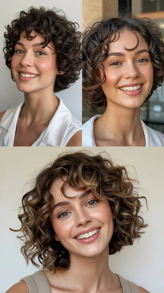  Classic Curly Bob with Blunt Edges