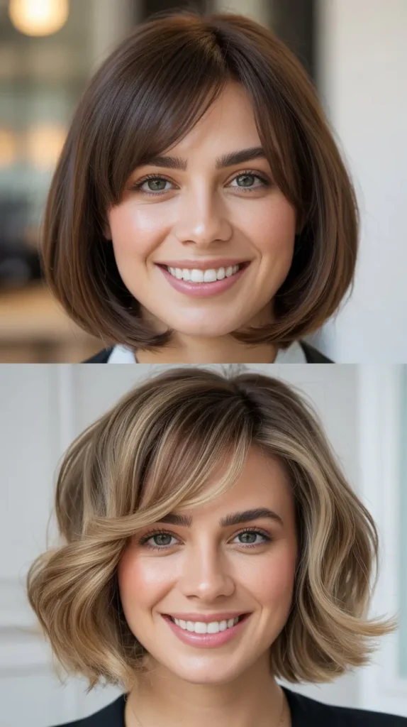 Chin-Length Layered Bob with Blended Bangs