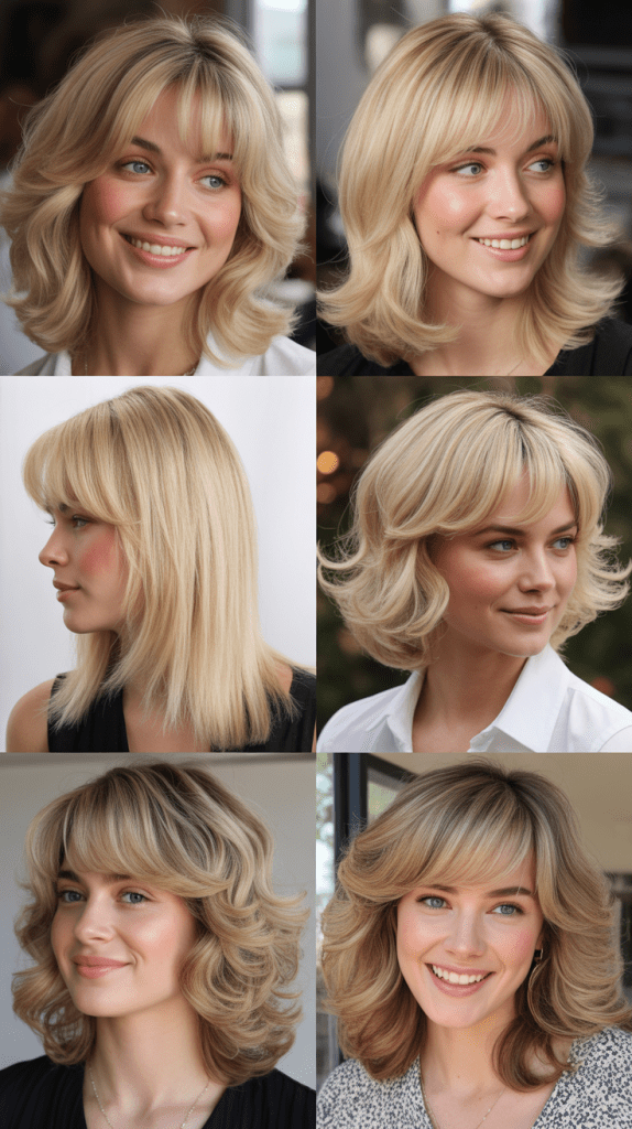 Soft Layers with Face-Framing Highlights and Feathered Bangs