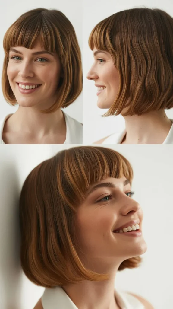 Chin-Length Bob with Rounded Bangs