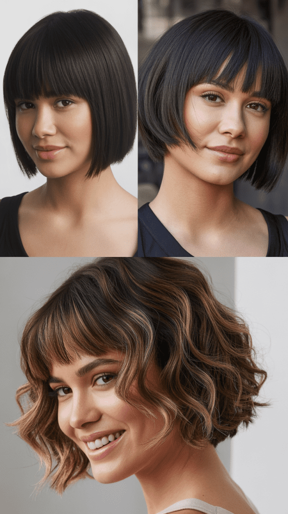 Graduated Lob With Choppy Bangs