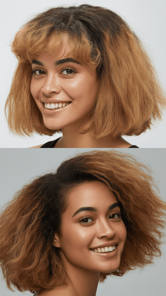  Blunt Lob With Honey Blonde Balayage and Micro Bangs