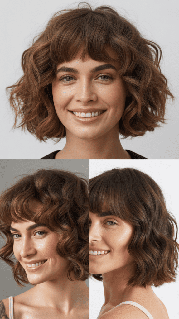 Wavy Bob With Heavy Bangs