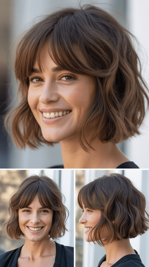 Tousled Lob With Long Bangs