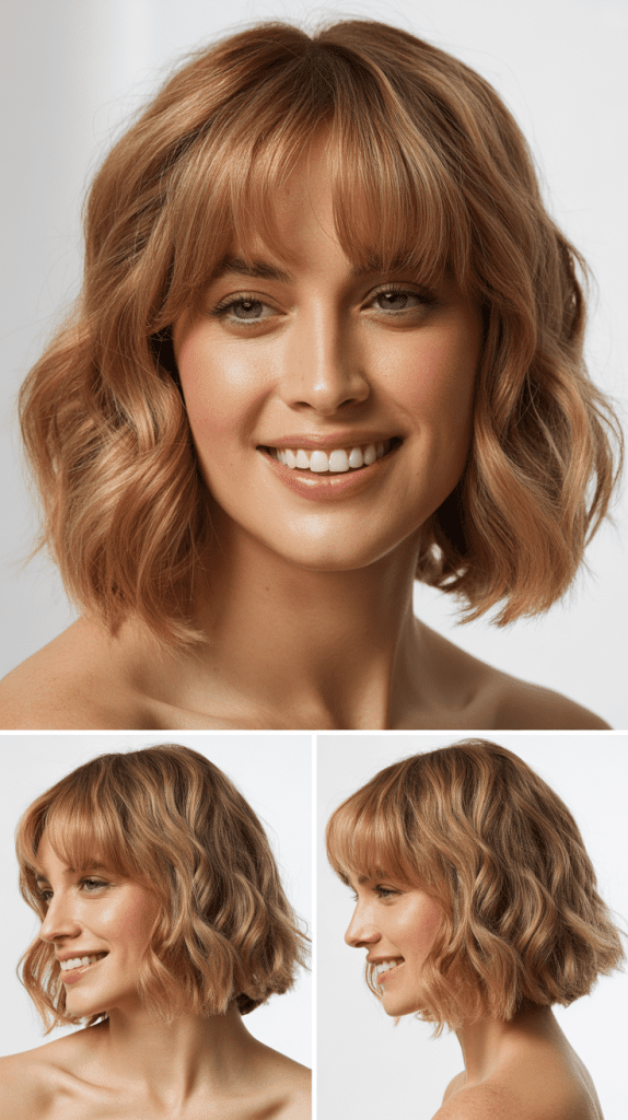 Wavy Lob With Feathered Bangs