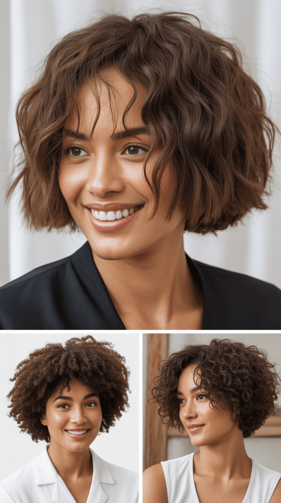 Textured Lob With Wispy Curtain Bangs