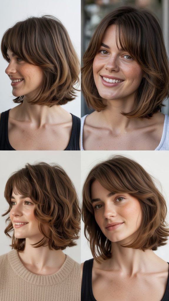 Layered Lob With Feathered Bangs