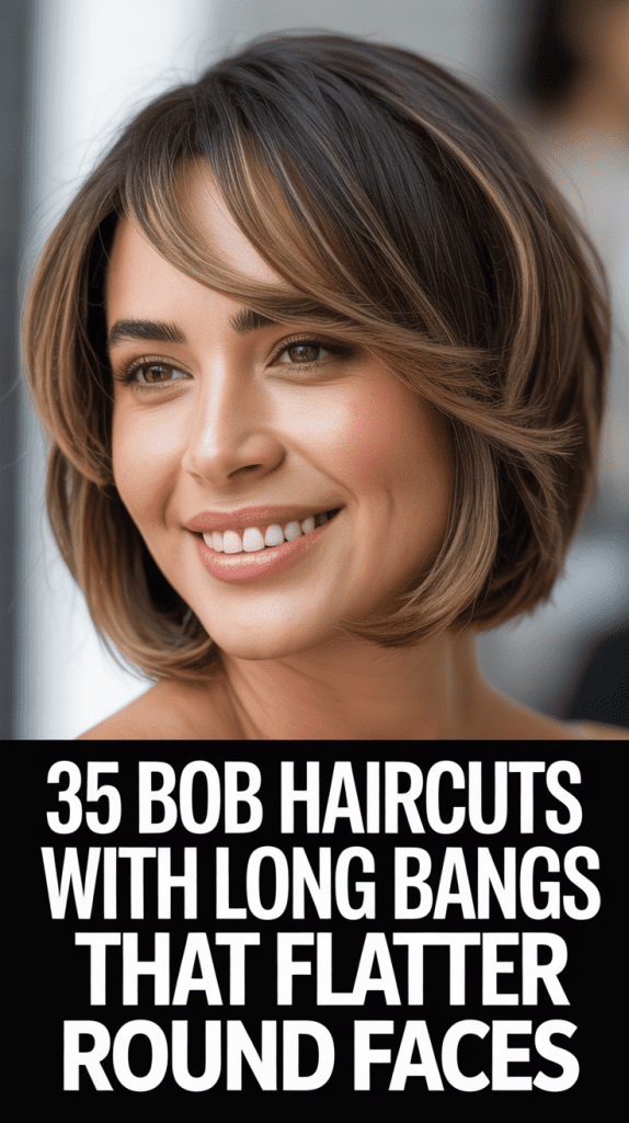 Bob Haircuts With Long Bangs That Flatter Round Faces