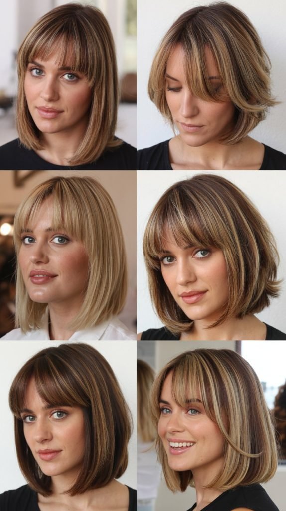 Long Bob with Layered Bangs and Face-Framing