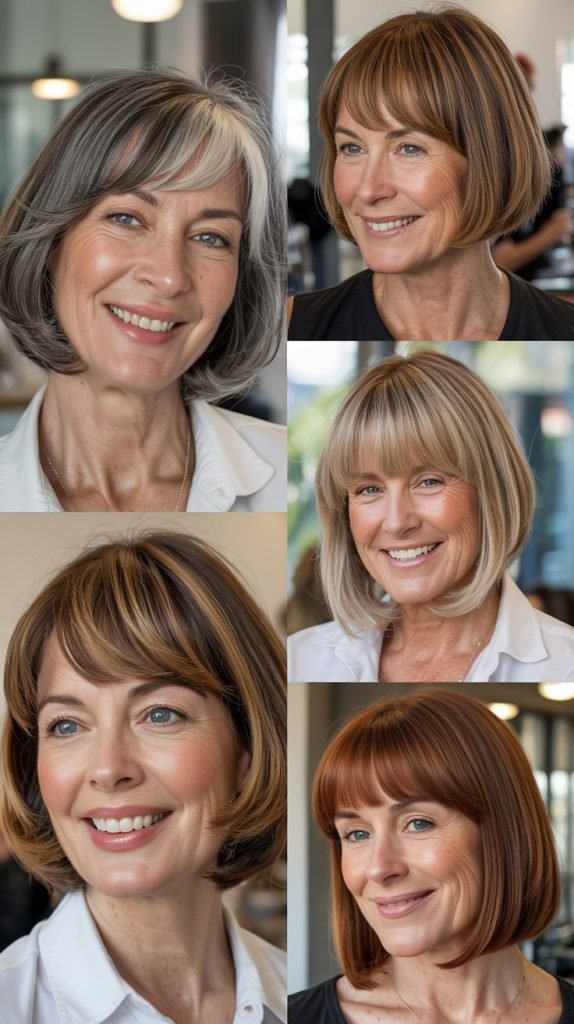 Classic French Bob with Brow-Skimming Bangs