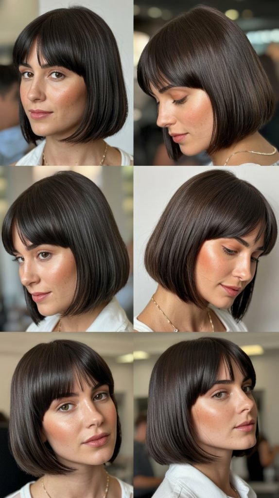 Precision Long Bob with Geometric Bangs