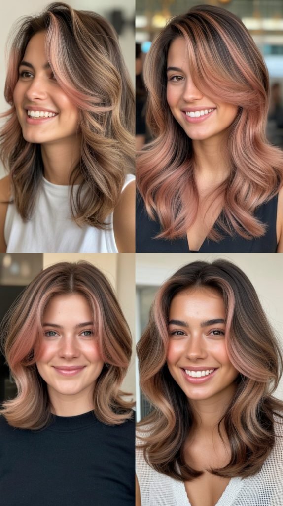  Layered Cut With Rose Gold Highlights