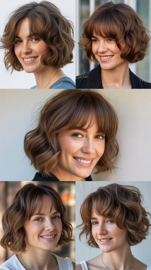  Wavy Bob With Layered Fringe