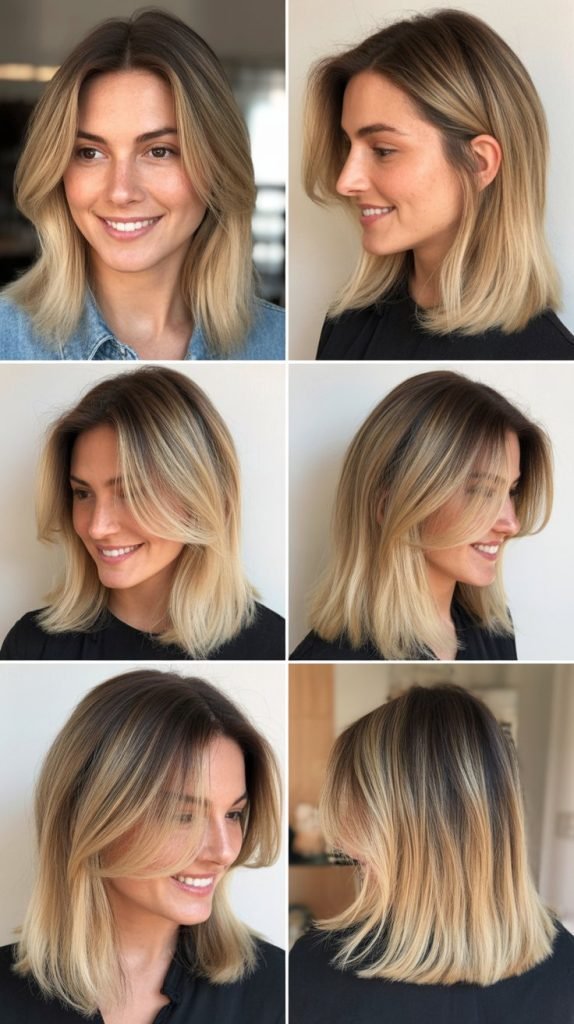 Blonde Ombre Lob with Blended Transition