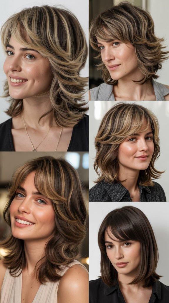  Layered Curtain Bangs With Blended Layers