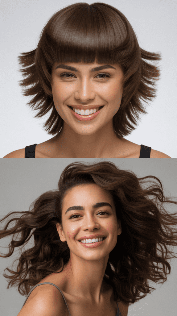 Razor-Sharp Layers with Straight-Across Bangs