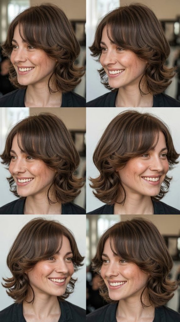  Wavy Midi Cut With Soft Curtain Bangs
