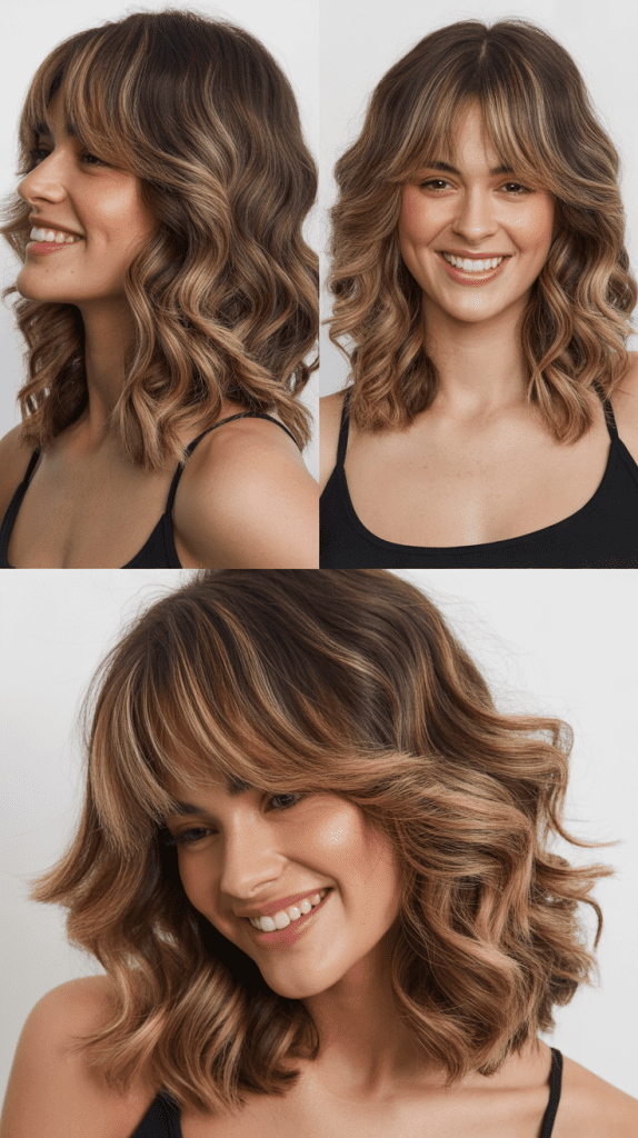 Edgy Lob With Mushroom Balayage and Razor-Cut Bangs