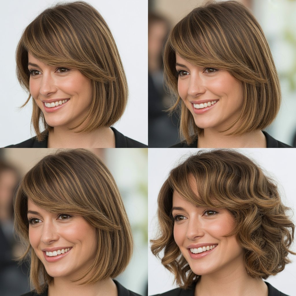 Side-Swept Fringe with Graduated Bob Layers