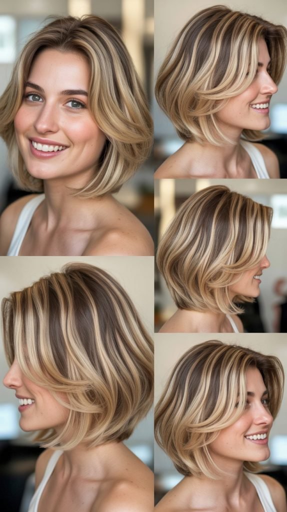 Dimensional Blonde Lob with Lowlights