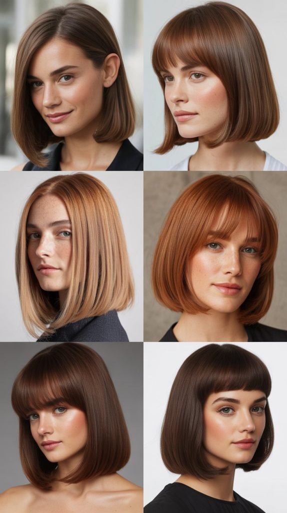 Classic Straight Long Bob with Side-Swept Bangs
