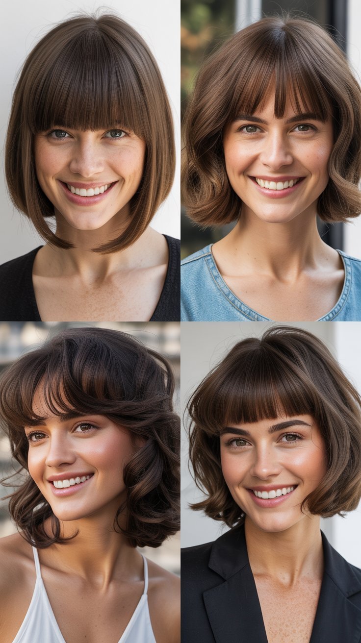  Stacked Bob with Heavy Bangs