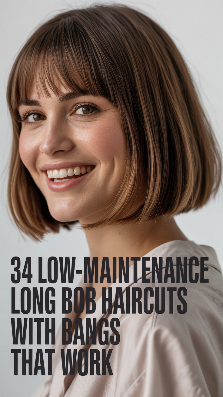Low-Maintenance Long Bob Haircuts with Bangs That Work