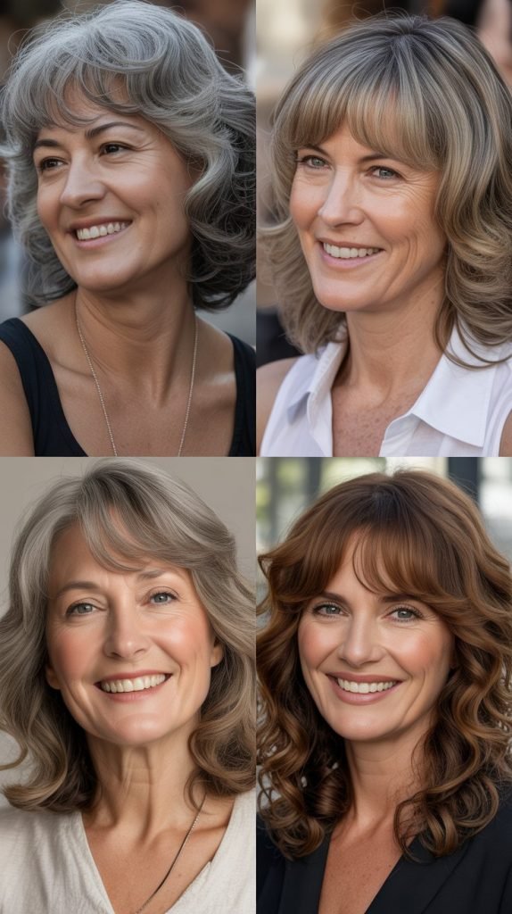 Curtain Bangs for Square Faces