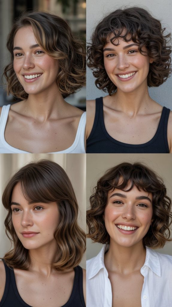 Chin-Length Wavy Bob with Split Bangs