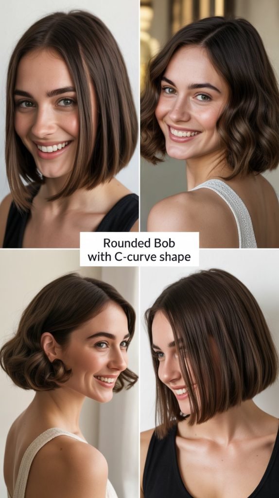 Rounded Bob with C-Curve Shape