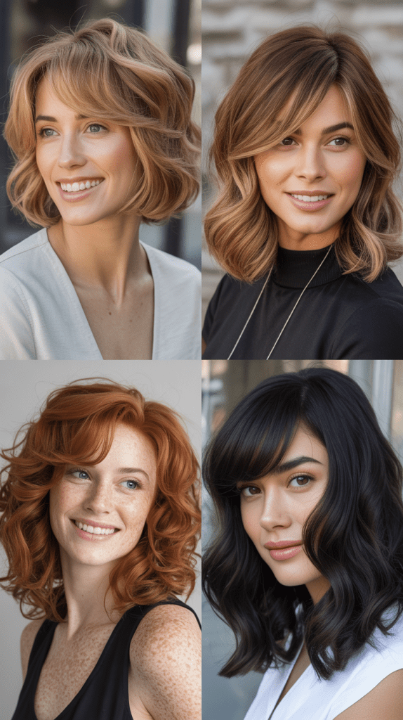 Layered Wavy Bob With Long Side Bangs
