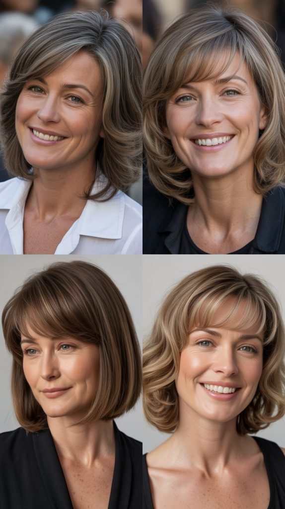  Medium Hair With Wispy Bangs For Mature Women