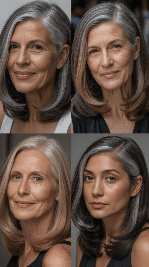 Sleek Shoulder-Length Hair with Center Part