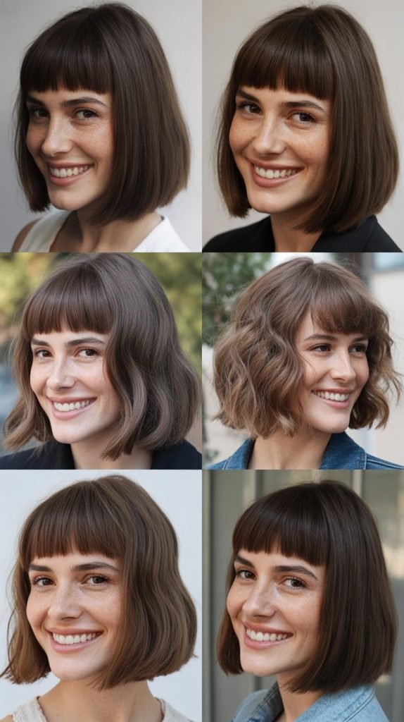  Collarbone-Length Bob With Curtain Fringe