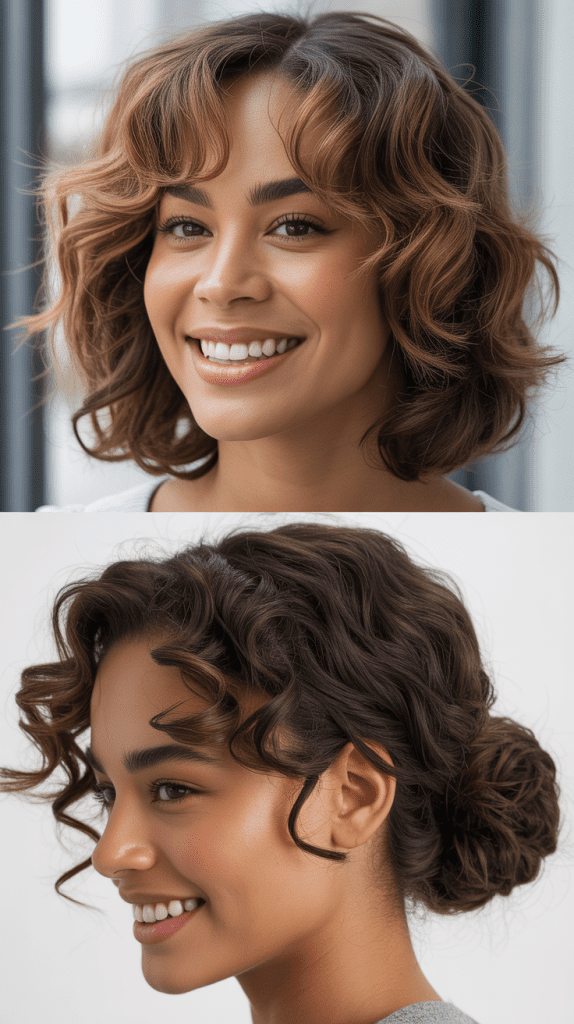 Bouncy Waves With Side-Swept Baby Bangs