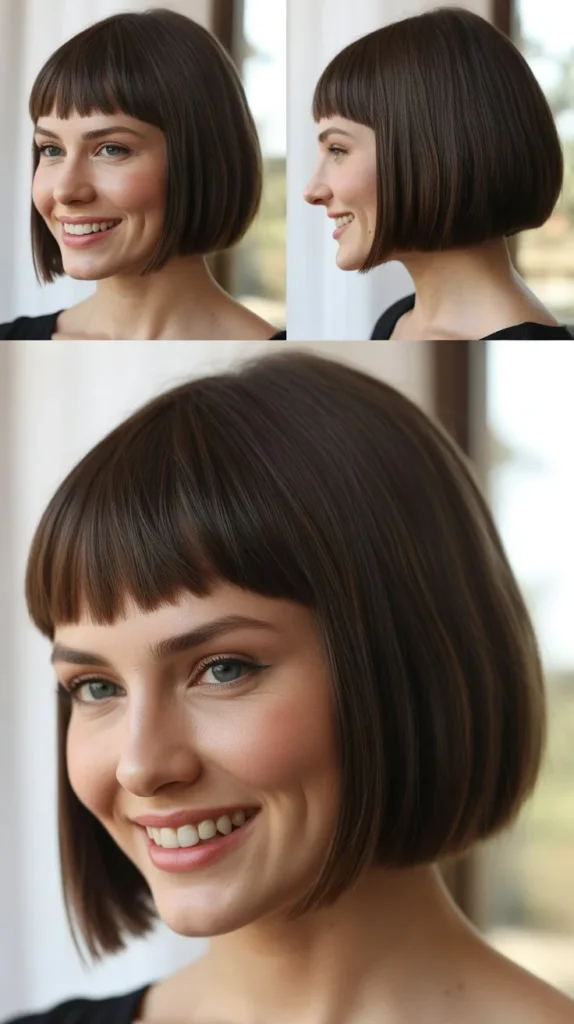 Chin-Length Precision Bob with Geometric Bangs