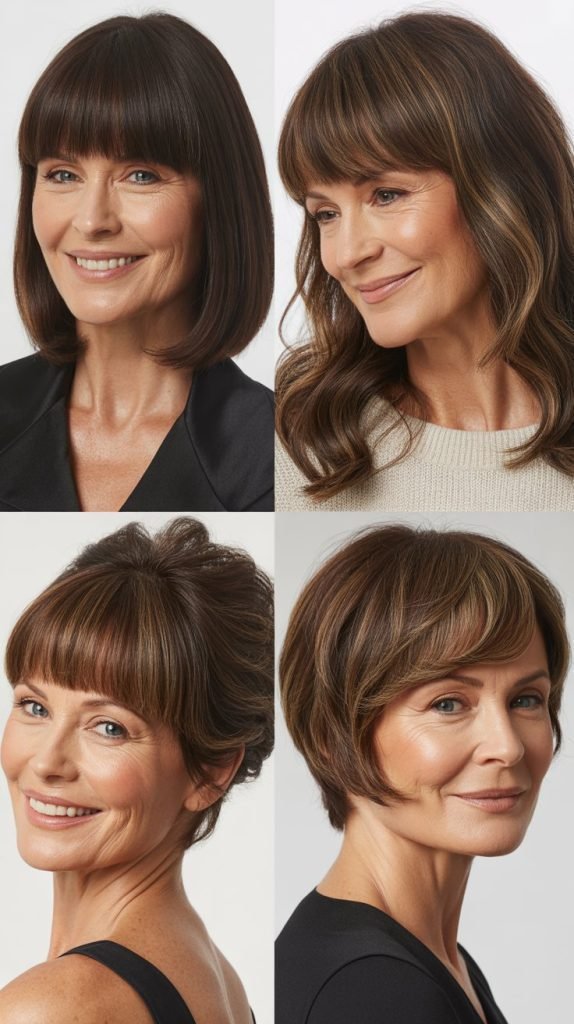 Sleek and Straight Curtain Bangs