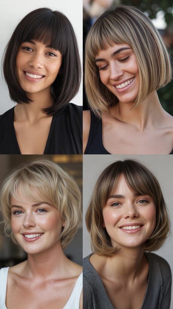  Angled Bob with Long Layered Bangs