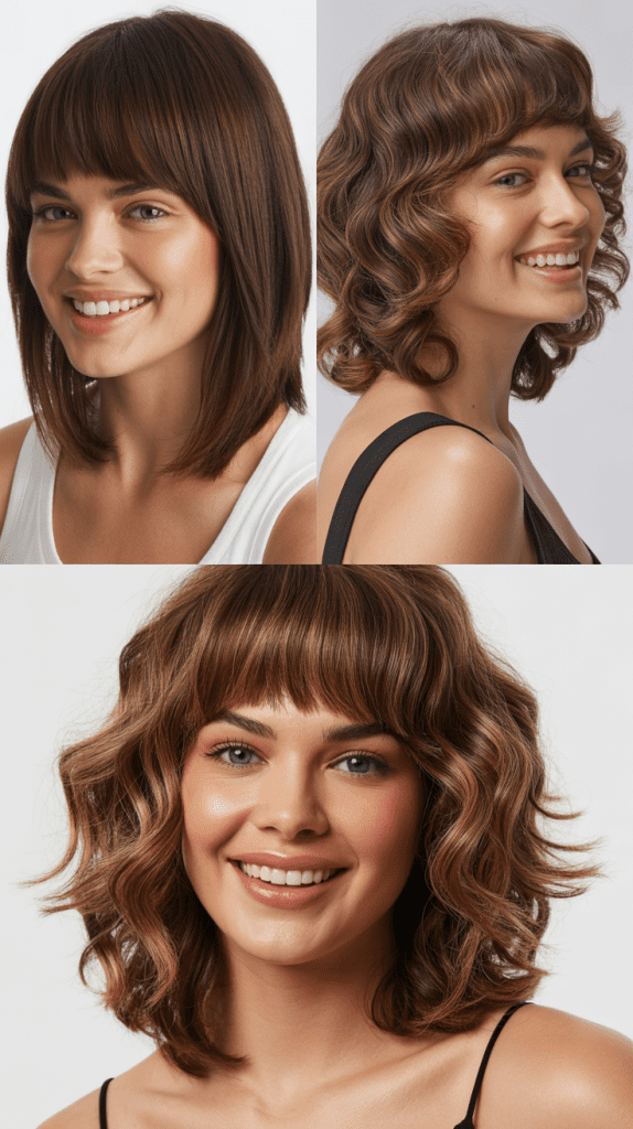 Curtain Bangs with Shoulder-Length Layers