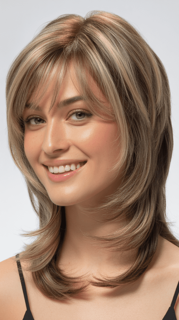 Layered Long Bob Haircuts With Bangs That Add Volume