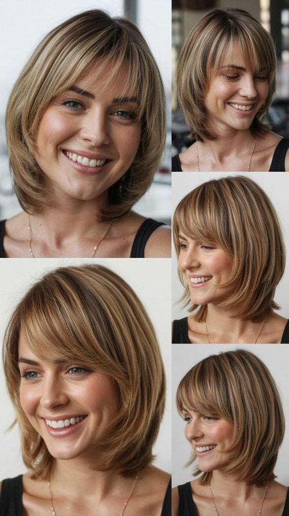  Layered Long Bob With Feathered Bangs