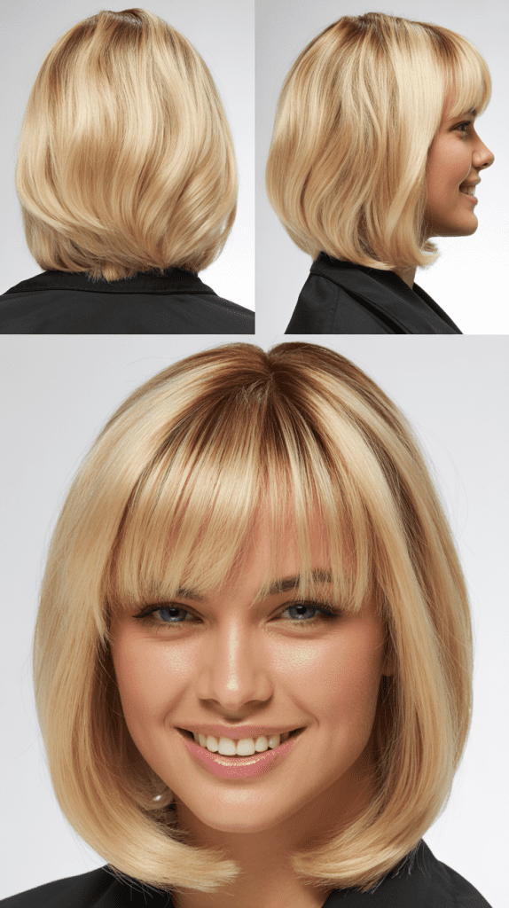 Graduated Bob Layers with Full Bangs