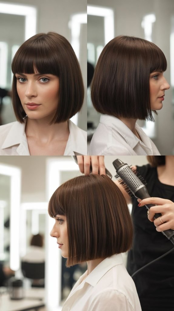 Classic Blunt Bangs with Shoulder-Length Bob