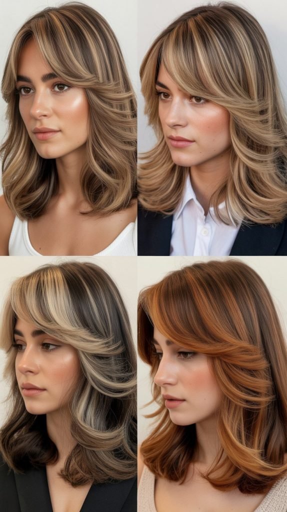 Dimensional Medium Hair with Highlighted Curtain Bangs