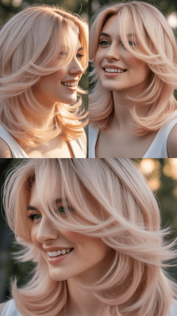 Champagne Rosé Blonde with Feathered Layers